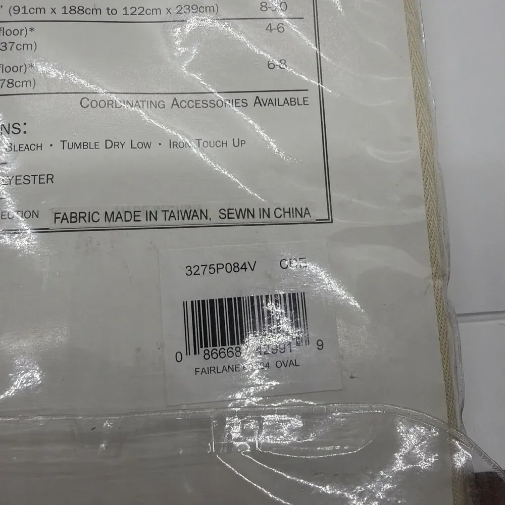 New NOS 90s Ralph Lauren Home Collection Table Linens~ Fairlane 60x84 Oval Cream
